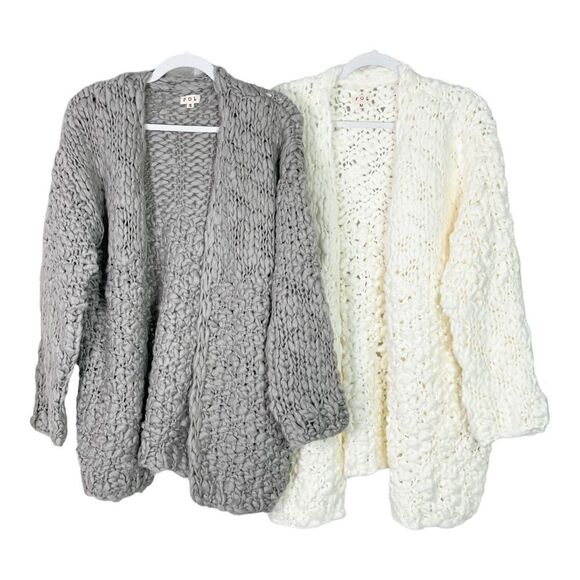 𝅺chunky Knit Open Front Cardigan in Gray - Picture 13 of 14